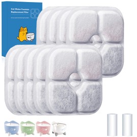 9-Pack Cat Water Fountain Filter Compatible With Catit Pixi Water Fountain Filter Replacement Triple Action Water Filter, 2 Pump Pipes 1 Hard Brush