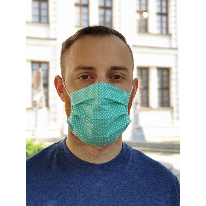 Lilind Fashion Face Mask 100% Cotton Reusable Breathable Handmade Green