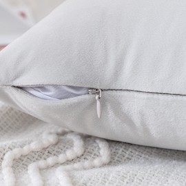 MIULEE Velvet Cushion Covers Throw Pillow Case Soft Modern Decorative Square Pillow Covers for Livingroom Sofa Chair Bedroom with Invisible Zipper 20"x 20" 2 Pieces Greyish White