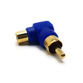 MainCore Blue Right Angle 90 Degree Single RCA Phono Male to Female Socket Plug Adapter for Cable Lead. (Blue)