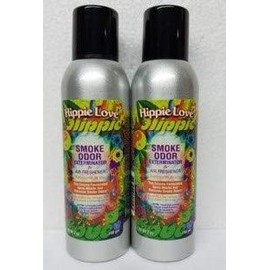 Smoke Odor Exterminator 198 gm/ 7 oz Large Spray Hippie Love Set of Two Cans.