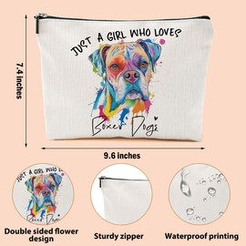 CFGBFDGH Boxer Dog Gifts Makeup Bag Boxer Dog Lovers Cosmetic Bag Travel Organizer Bags Makeup Pouch, Christmas Birthday Friendship Animal Lovers Gifts for Women Girls Friends