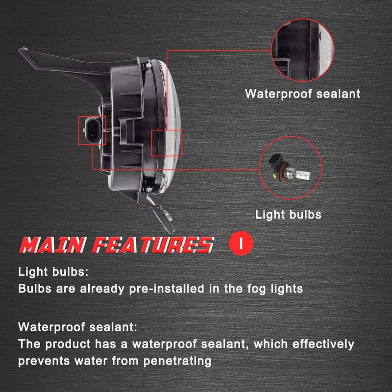 A ABIGAIL Driving Fog Lights Lamps Replacement for 2002-2008 Dodge