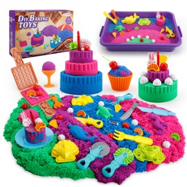 YIDESTARS Sensory Play Kit: Sand Art & Ice Cream Toy - 4lbs Colorful Sand,Molds,Tools,Sandbox w/Lid - Fun Gift for Kids(3-8)