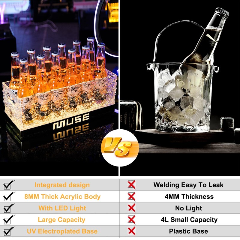 WILON LED Ice Bucket for Parties Large Capacity