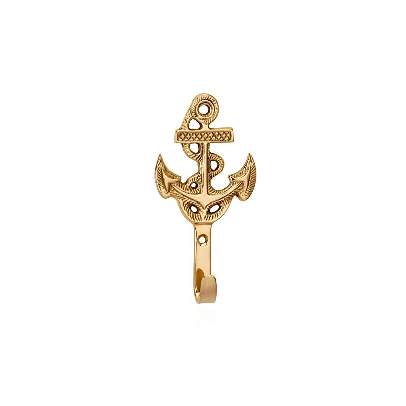NKlaus 6.5 x 14 cm Hook Anchor Brass Gold Wall
