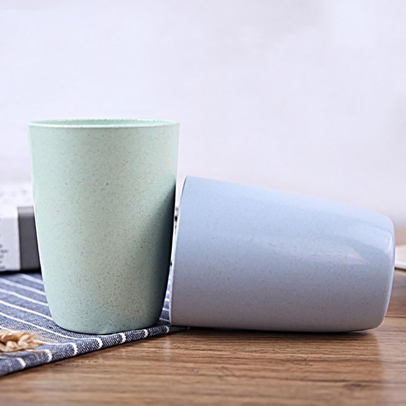 YAJUYANG Wheat Cup Reusable Party Cups, 12 oz, Multicolor, Set