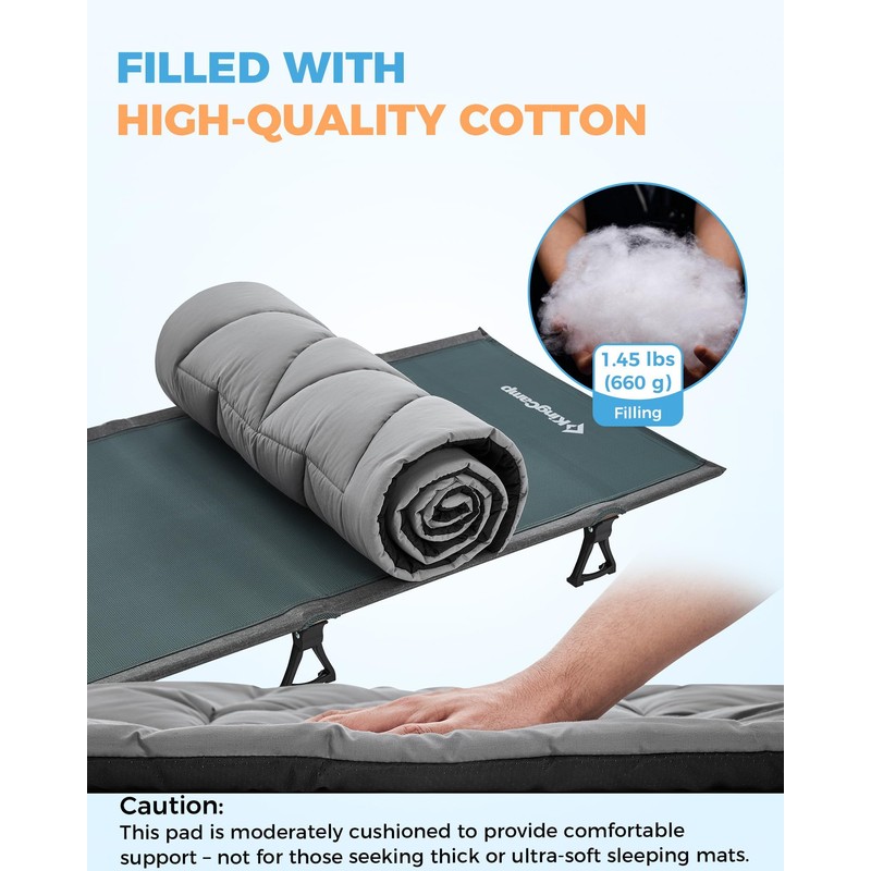 Kingcamp Cot Mattress, Soft Portable Sleeping Mat, Lightweight Non-Slip Comfortable