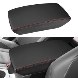 INTGET for 2026 Subaru Crosstrek/Impreza Accessories 2024 2025 Center Console Armrest Cover Leather Arm Rest Box Lid Middle Console Seat Cover Protector (Red Stitches, 2024+)