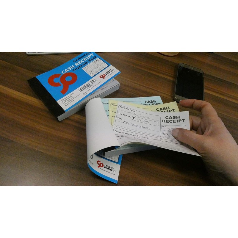 Cherry Carbonless (NCR) Cash Receipt Triplicate A6 50 Sets Perfect