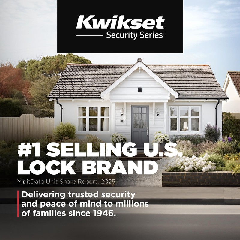 Kwikset Henley Front Door Lock Handle and Deadbolt Set, Entry