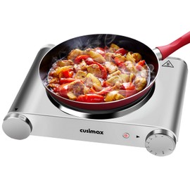 Electric Stove, CUSIMAX Portable Hot Plate for Countertop, Single Cast Iron Burner, 1500 Watts 7-Stage Temperature Control, Suitable for Any Cookware, Easy to Clean