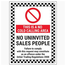 V Safety This Is A No Cold Calling Area/No Uninvited Sales People/Failure To Comply 150 x 200 mm - 3mm Brushed Aluminium Composite Safety Sign