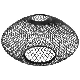 GANAZONO Metal Light Cage Vintage Round Lamp Guard for Pendant String Lights Industrial Chandelier Ceiling Fixture Lamp Shade Black