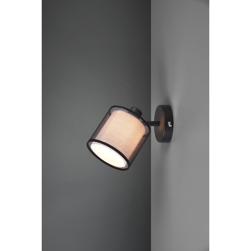 Trio Leuchten Burton 811400132 Wall Spotlight Metal Matte Black Fabric