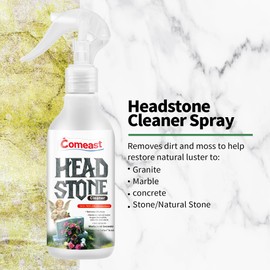 Headstone Cleaner for Graves, Cemetery, Gravestone, Tombstone Cleaner Solution Removes Dirt, Plant Growth to Restore Natural Luster to Granite, Marble, Slate, Concrete, Limestone, Stone - 8.45 Fl oz