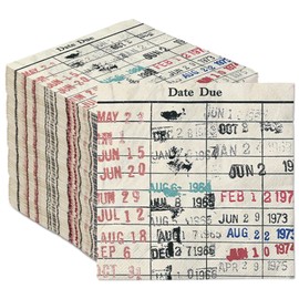 FYSUIMU 80Pcs Due Date Card Book Club Paper Napkins Library Vintage Beverage Napkin Disposable Cocktail Napkin for Reading Theme Party Supplies