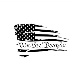 DF We The People Decal Sticker | Cars Trucks Vans SUVs Windows Walls Cups Laptops | Black 6.5x3.5 Inches; Patriotic Decal; American Flag Sticker; Vehicle Bumper Sticker; Car Window Decal; Laptop