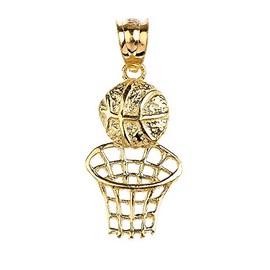 10k Yellow Gold Basketball Hoop Sports Charm Pendant