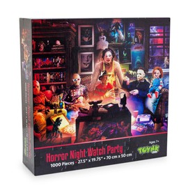 Horror Night Watch Party 1000-Piece Jigsaw Puzzle by Rachid Lotf | Brain Teaser for Adults, Educational Developmental Toys & Games, Building Kit Activities to Encourage Creative Play | 28 x 20 Inches