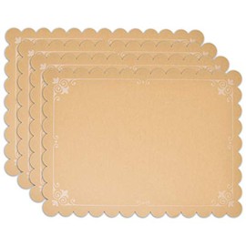 120 Disposable Brown Kraft Paper Place Mats 11”x 15” Rectangle Rustic Craft Printed Scalloped Place mat for Table Setting Mat Dinner Kitchen Bridal Shower Wedding Anniversary Party Decoration