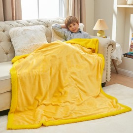 NEWCOSPLAY Kids Blanket Sherpa Blanket Plush Warm for Boys Girls (Yellow, (50"X60"))