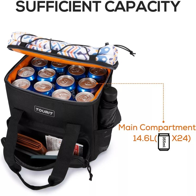 TOURIT Large Insulated Cooler Bag 14.6L Waterproof Easy Carry For