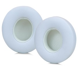 SINOWO Replacement Ear Pads for Beats Solo 2 & Solo 3 Wireless On-Ear Headphones, Solo2 Solo3 Noise Isolating Earpads Memory Foam Soft Protein Leather (White)