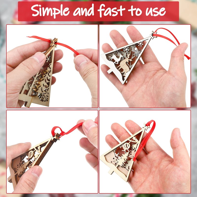Shappy Pieces Hangers Ribbon 10.6 Inch Christmas Ornament Ribbon Tree