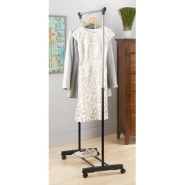 Whitmor Adjustable Garment Rack Rolling Clothes Organizer, Black and Chrome