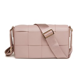 Alice Wheeler Lisbon Quilted Crossbody Bag, Pink Faux Leather, Adjustable Strap