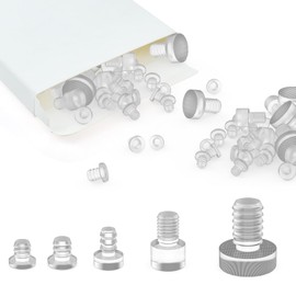 ZIUZI 100Pcs Assorted Glass Table Top Bumpers with Stem, Clear Patio Table Spacers in 5 Sizes, Non Adhesive Rubber Grippers for Table Furniture Cabinet