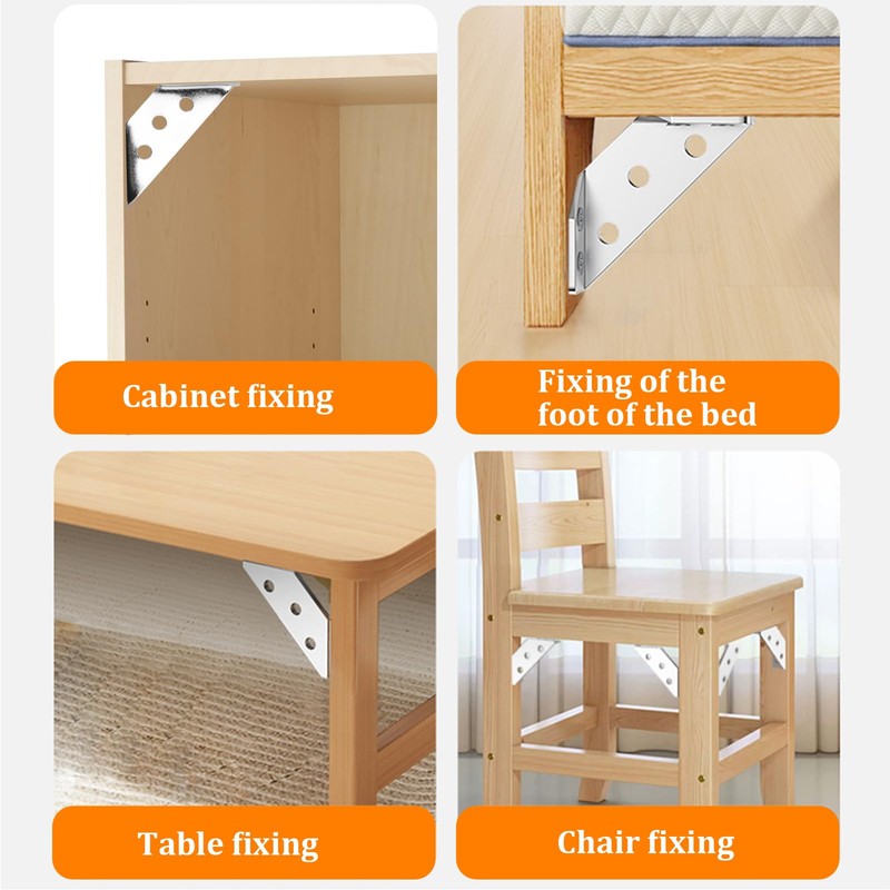 Angle Corner Brackets Metal (Silver, Pack of 20)