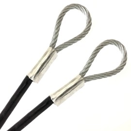 PSI, 1/4" Vinyl Coated Galvanized Steel Cable with Looped Ends, 3/16" Core Diameter, 7x19 Braids, Flexible Multi-Purpose DIY Outdoor Safety Guide Wire Rope (10 feet, Black)