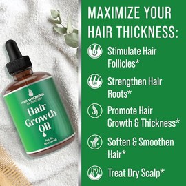 Organic Hair Growth Oils for Hair Thickening by Hair Thickness Maximizer. Best Treatment for Hair Loss, Thinning Hair. Infused with All Organic Black Castor Oil, jojoba, Argan Oil, And More