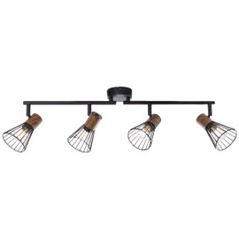 Lightbox Ceiling Spotlight 4-Bulb Rotatable 4x E14 Max. 18 Watt Metal / Wood Dark / Black Matt