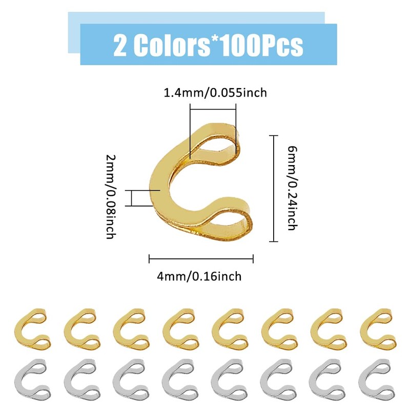 SUPERFINDINGS 200Pcs 2Colors U-Shaped Brass Links Freshwater Inline Spinner Fishing