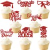 48PCS Graduation Cupcake Topper Glitter Grad Class Food Picks Congratulations