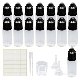 Omawrf 30 Pack 10ml Plastic Dropper Bottle, Plastic Empty Squeezable Dropper Bottles Eye Dropper Dispenser Paint Dropper Bottles with Funnel Measuring Cup Label Transfer Pipette