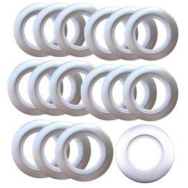16 Pack Curtain Grommets Inner Diameter 1-9/16",AchNau Curtain Eyelet Silencer Sliding Ring ABS Plastic (Silver)