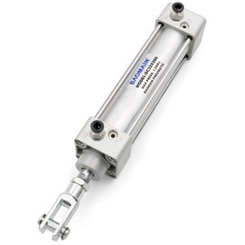 Baomain Pneumatic Air Cylinder SC 32 x 200 PT 1/8, Bore: 1 1/4 inch(32mm), Stroke: 8 inch(200mm), Single Thread Piston Rod Dual Action, a Y-Component & 2Fittings
