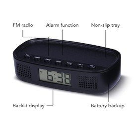RCA RCD5V Digital Radio Alarm Clock with USB Charging Cord