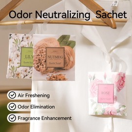 Pofly 12 Pack Large Gardenia Scented Sachets – Hanging Closet & Drawer Deodorizer & Air Freshener, Long-Lasting Aroma