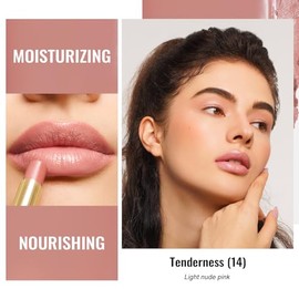 Oulac Oulac Nude Pink Lipstick - Moisture Shine Lipsticks for Women & Tinted Lip Balm for Dry Lips, Medium Coverage Lip Color | Juicy Look, Glossy Finish, Vegan, Cruelty-Free, Tenderness (14)
