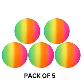 eMKay® Pack of 5 PVC Neon Rainbow Ball for Kids – 20cm Neon Playground Ball, Uninflated – Outdoor, Beach, Pool, Garden Use – Party Bag Filler