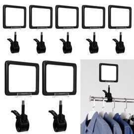 SHENLIU 10 Pcs Acrylic Sign Holder with Clamp, 6 x 9 Inch Double Head Display Clips, Clothing Rack Sign Holder with PVC Card Protector, Rotating Price Tag Clip for Store Office Supermarket