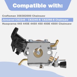 Replace Zama C1M-EL37B Carburetor Rebuild Kit Fits for Husqvarna 445 445E 450 450E for Jonsered Craftsman Chainsaw Carb Gasket Fuel filter Kit 506450401 544080802