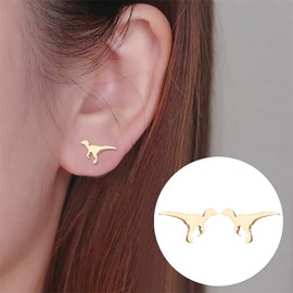Minimalist Small Dinosaur Stud Earrings for Women Stainless Steel Hypoallergenic Tiny Cute Animal Dragon Cartilage Tragus Post Fashion Polished Christmas Birthday Valentine Jewelry Dainty Gifts