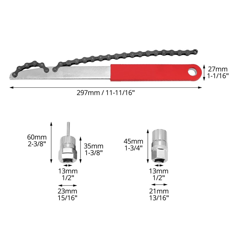 QWORK® Bike Chain Whip Tool Set, Universal Bicycle Cassette Chain