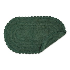 DII Crochet Collection Reversible Bath Mat, Large Oval, 21x34, Dark Green